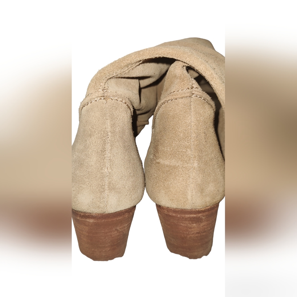 Bronx Suede Vintage Knee- High Women's Slip On Distressed Heeled Boots Size 6/36 - Picture 3 of 9